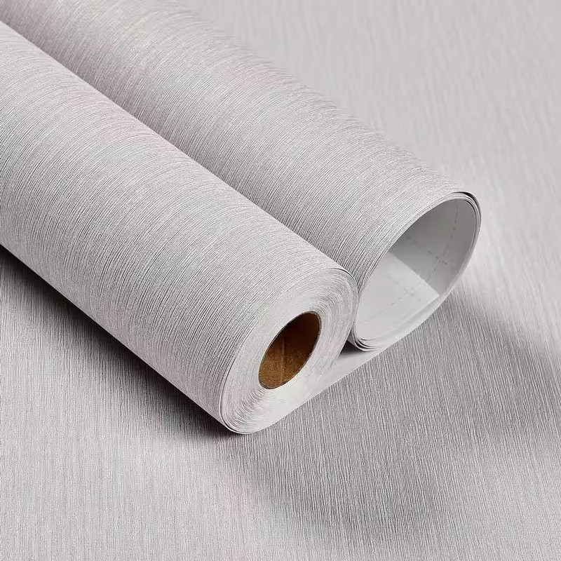 Light Grey Solid Color Grasscloth Textured Contact Paper Peel and Stick Wallpape gallery