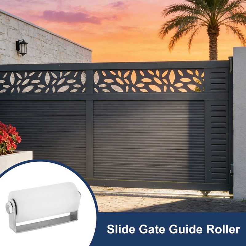 Slide Gate Guide Rollers, 4" Nylon Sliding Gate Guider 1.89" Dia, White gallery