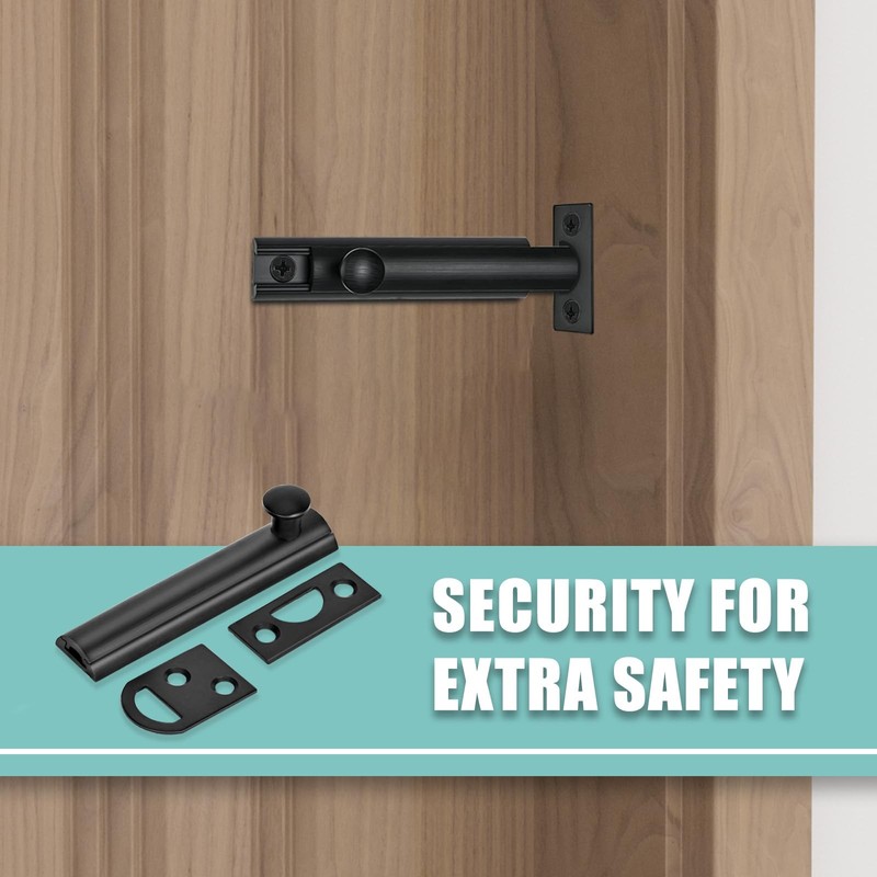 4 Inch Solid Brass Surface Bolt Black Heavy Duty Concealed Slide Surface Door gallery