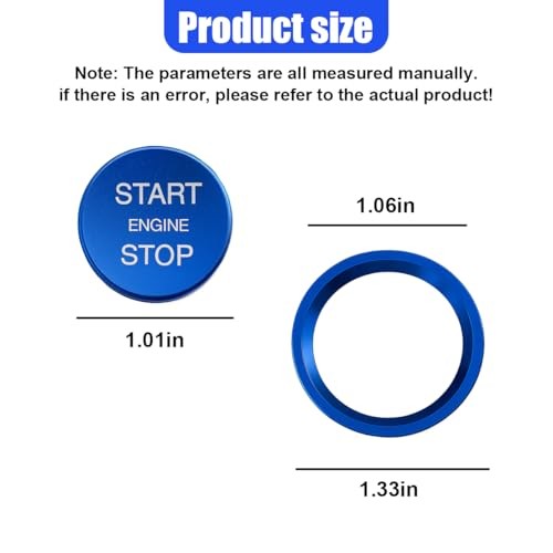 Car Engine Start Stop Push Button Cover, Aluminum Automotive Push Start Blue gallery