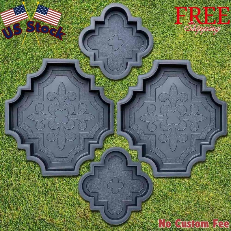4 pcs Beautiful Plastic Form Big Pathmaker Concrete Molds Cement Molds