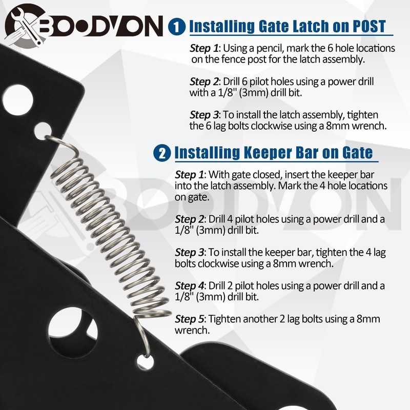 Heavy Duty Self Locking Gate Latch Black Steel Automatic Fence Door Lock gallery
