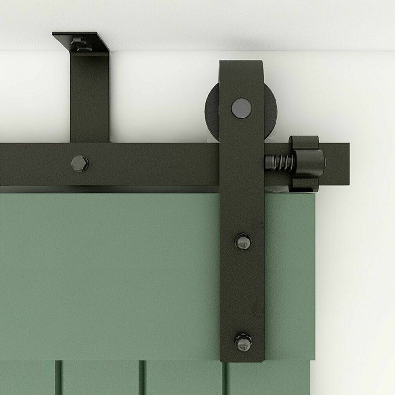 4FT-20FT Sliding Barn Door Hardware Kit Track Roller Closet Ceiling Mount Rail