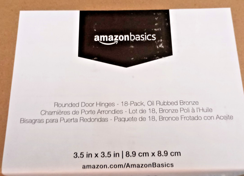 18 PACK Amazon Basics Rounded Door Hinges Oil Rubbed Bronze 3.5" x 3.5" Interior gallery
