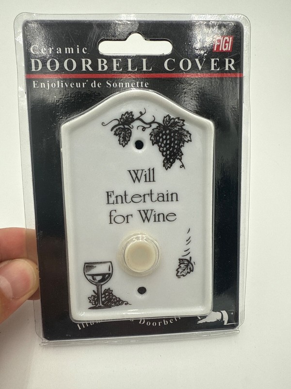 1999 FIGI Graphics Ceramic Doorbell Cover Will Entertain For Wine