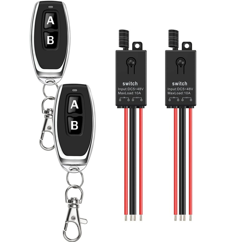 Wireless Switch12V,2 Way Mini Remote Switch DC 5V/12V/24V/48/10A Relay Wireless