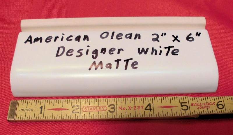 6 pcs. Matte White 2" X 6" X 5/8" Ceramic Radius Bullnose Tile: Designer White