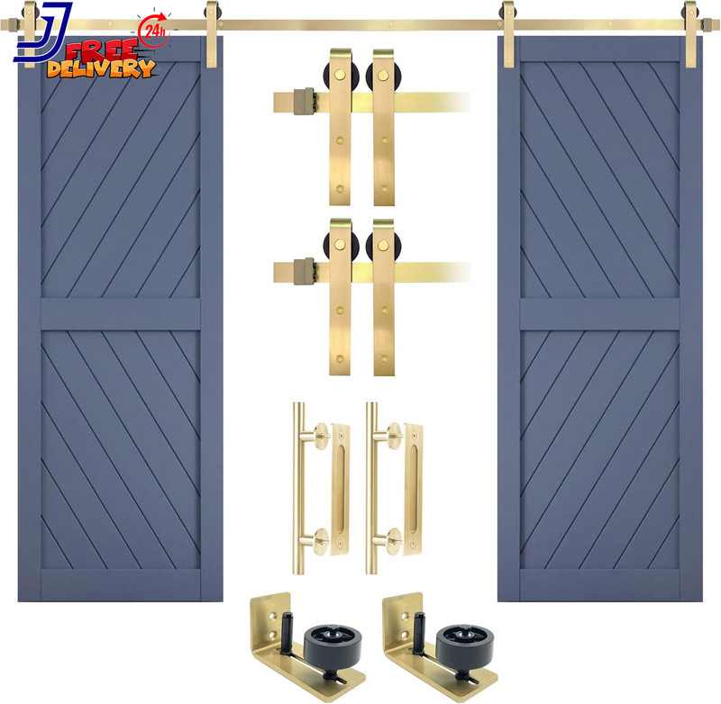 Light Gold Barn Door Hardware Kit Adjustable Length Sliding Hardware Modern Barn