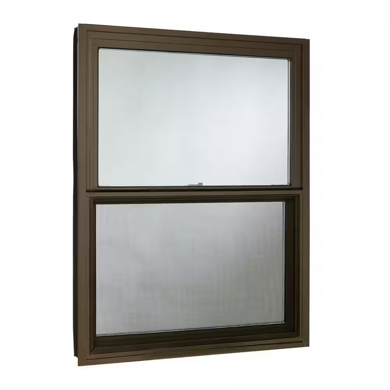 36 In. X 48 In. Brown Double-Pane Low-E Insulated Glass Double Hung Aluminum Poc