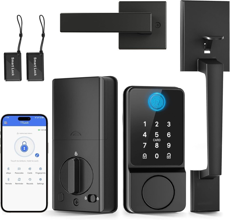 Keyless Entry Smart Door Lock with APP Control & Fingerprint Access - Black gallery