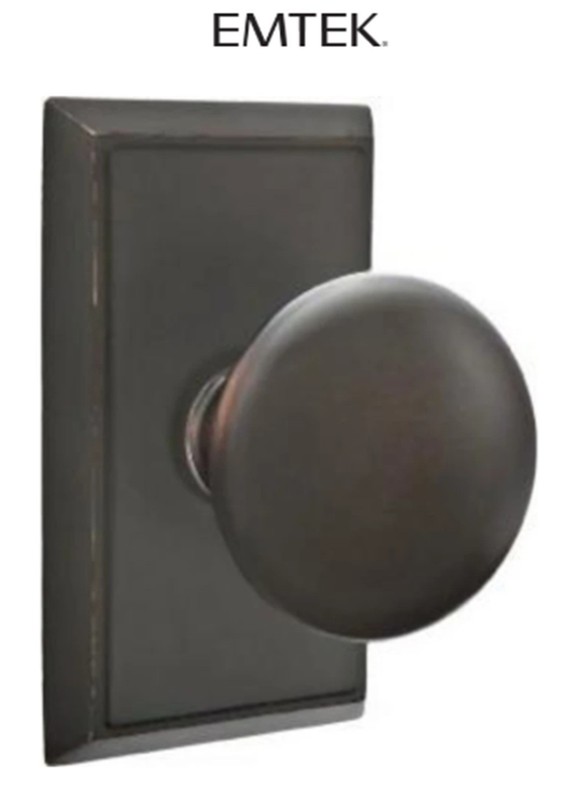 Emtek 8221PUS10B Providence Privacy Knob Set, Rectangular Rose Oil Rubbed Bronze