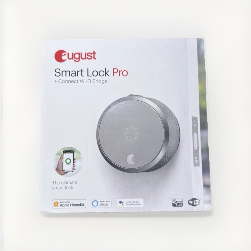 August Smart Lock Pro Silver + Connect Wi‑Fi Bridge, Bluetooth, Auto-Lock