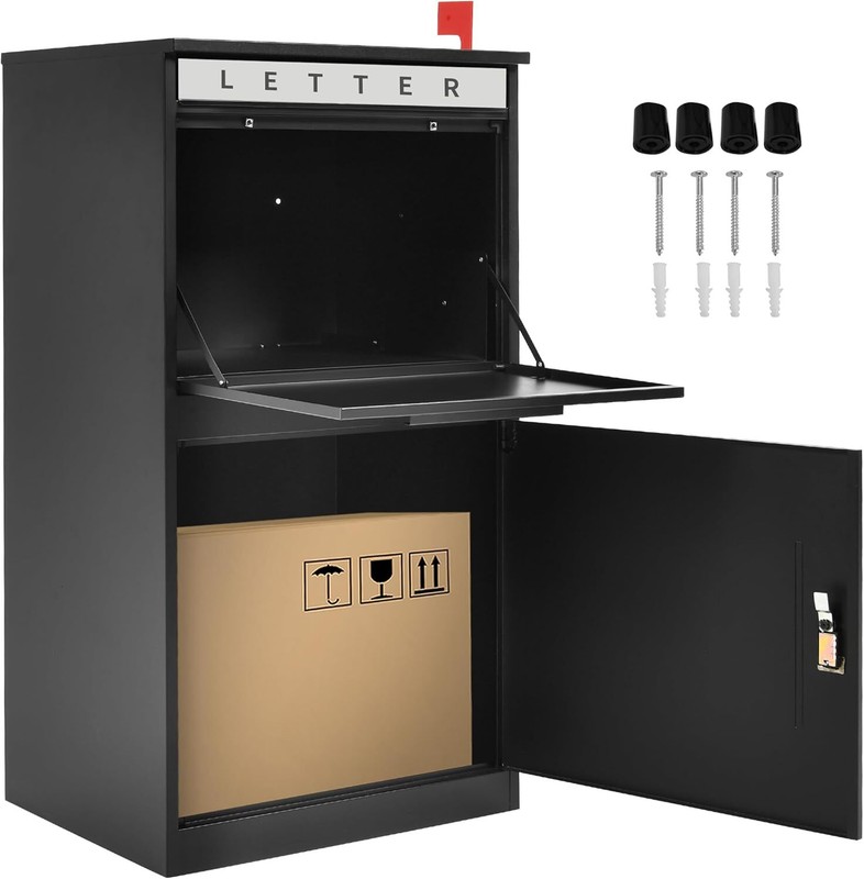 Lockable Parcel Drop Box 18.9x15x35.4 inch Secure Delivery Box w/ Coded Lock