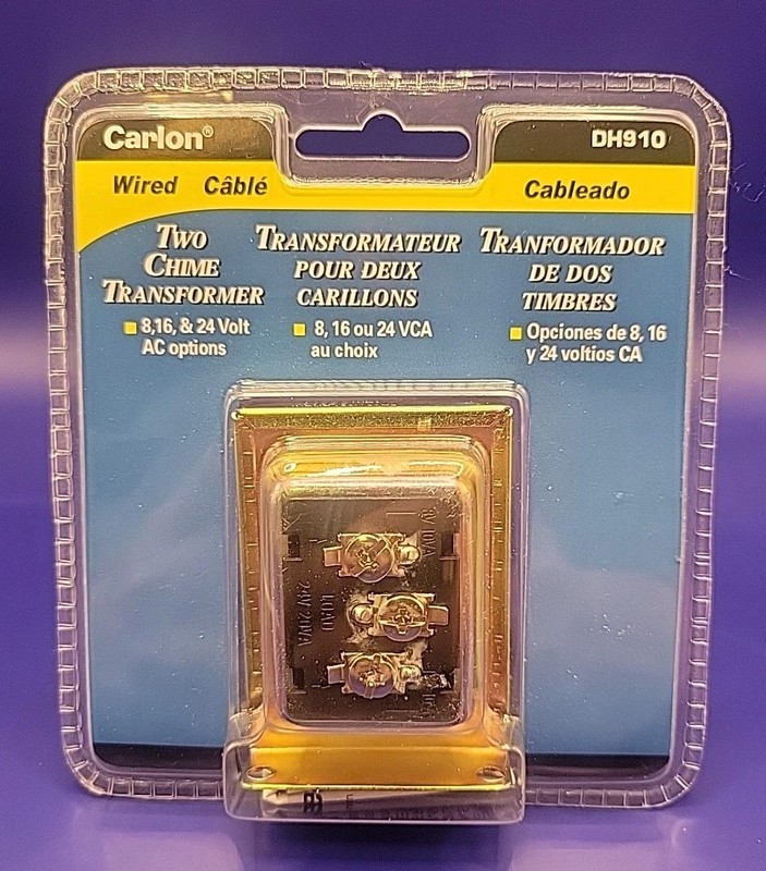 Carlon Wired/Cable Two Chime Transformer DH910 8,16,24 Volt AC Options New
