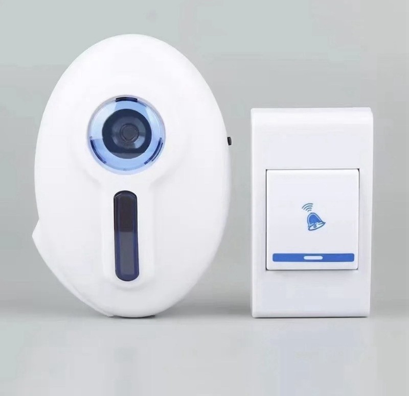 Wireless Plug-In Lighted Doorbell Receiver & Button, Plastic, White/Blue