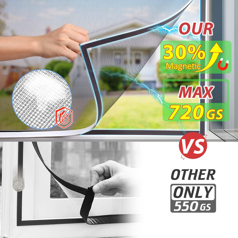 Magnetic Window Screen Adjustable DIY Window Net Fiberglass Fine Mesh Screen Pro gallery