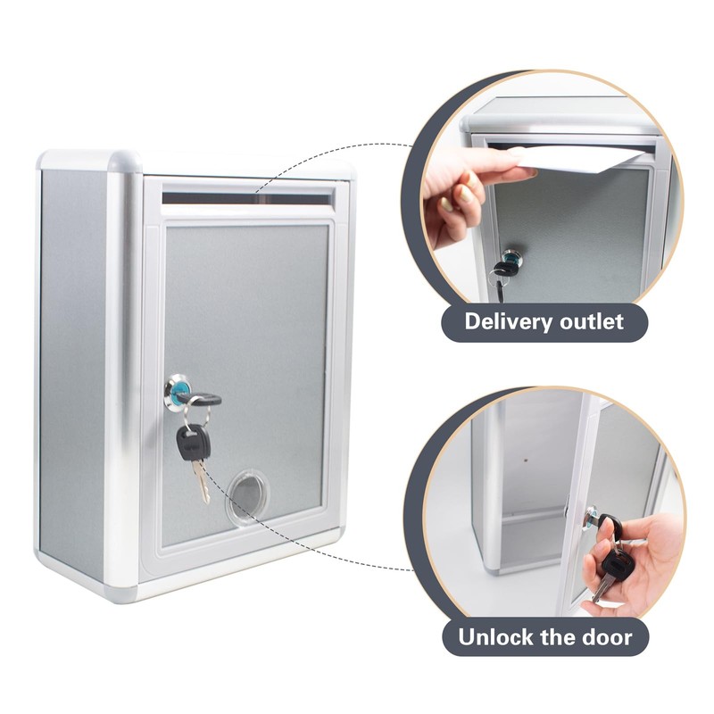 Suggestion Drop Box with Lock, Multi-Purpose Wall Mount Aluminum Alloy Drop B gallery