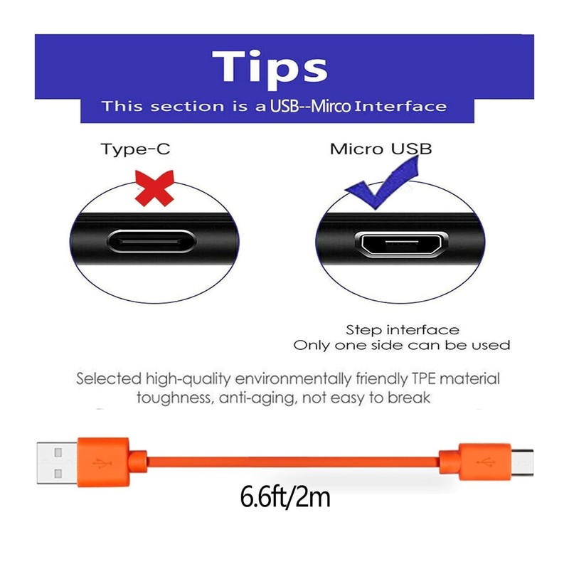 Fast Charging USB Cable for Ring Video Doorbell 2 3 4 and Pro Plus Orange gallery