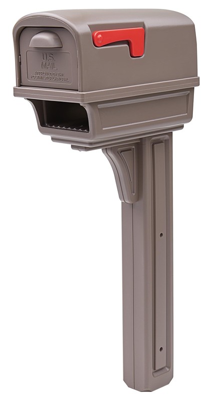 Large Rust Proof Plastic Mailbox Post Mocha Residential Curbside USPS Approved