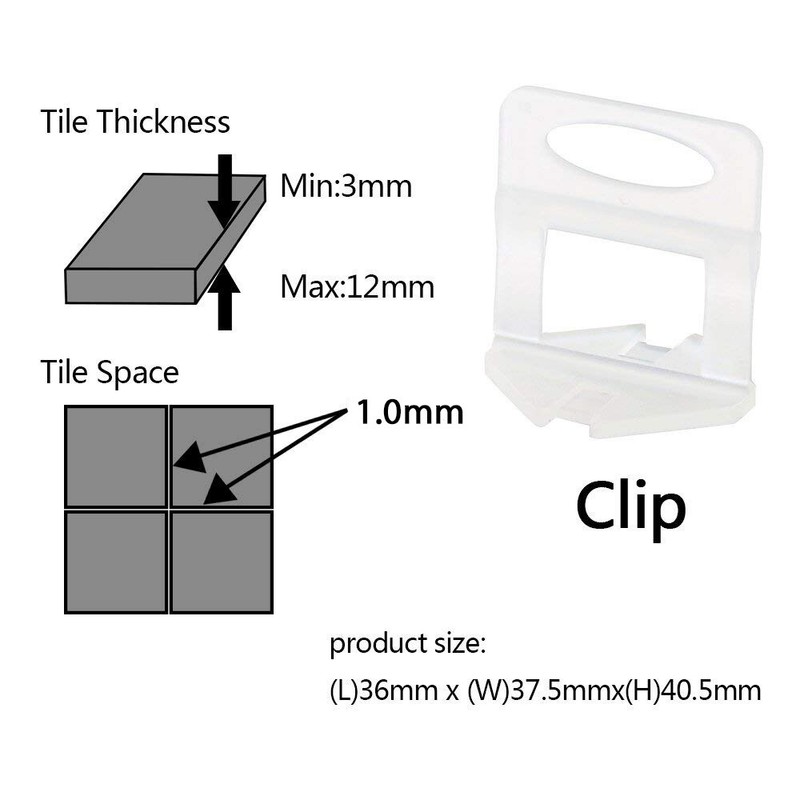 3000 Clip Tile Leveling System Floor Wall 1.0mm 1/32 Tile Spacer Tiling Tool gallery