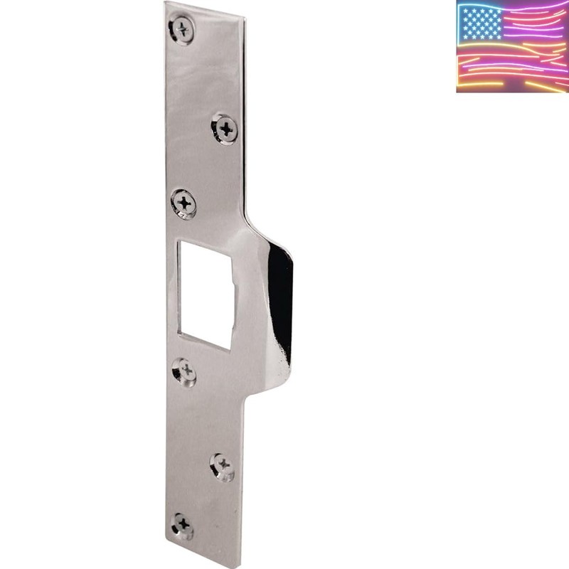 Maximum Security Latch Strike, 1-1/4 In. x 7-7/8 In., Steel, Chrome Plated Si…
