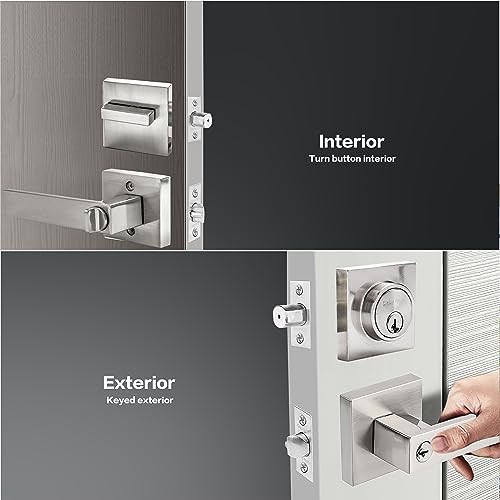 Heavy Duty Key Lock Combination Lockset, 2-3/8-2-3/4-Inch 2 Pack Satin Nickel gallery