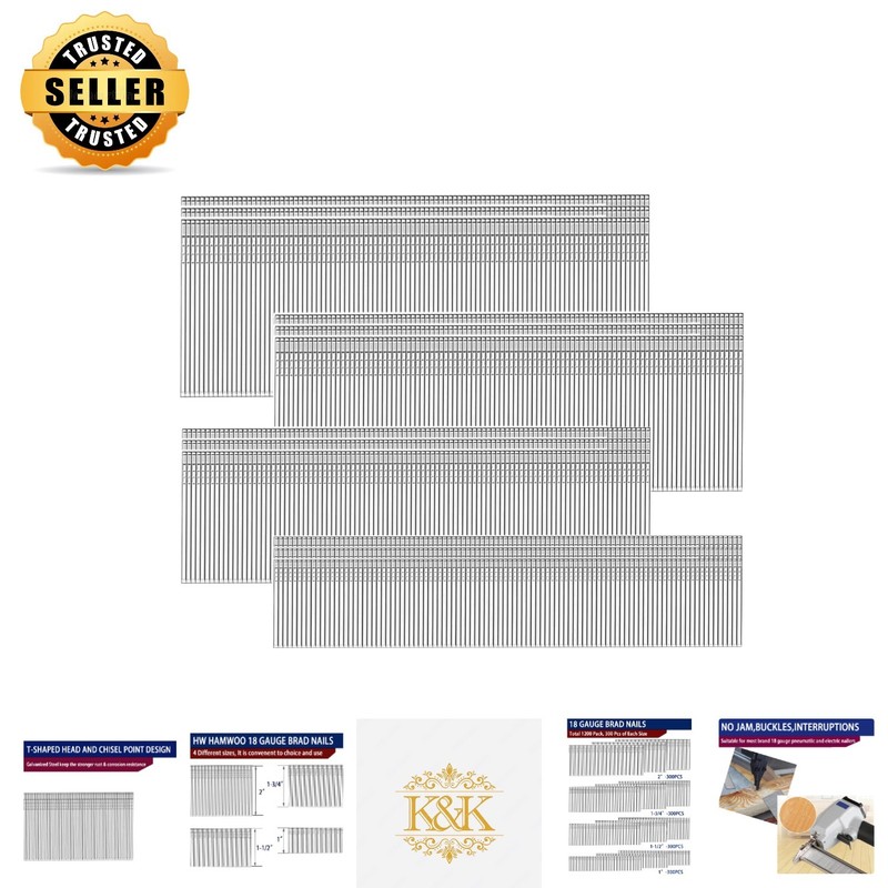 Galvanized 1200-Pack 18 Gauge Brad Nails – Essential for Precision Carpentry