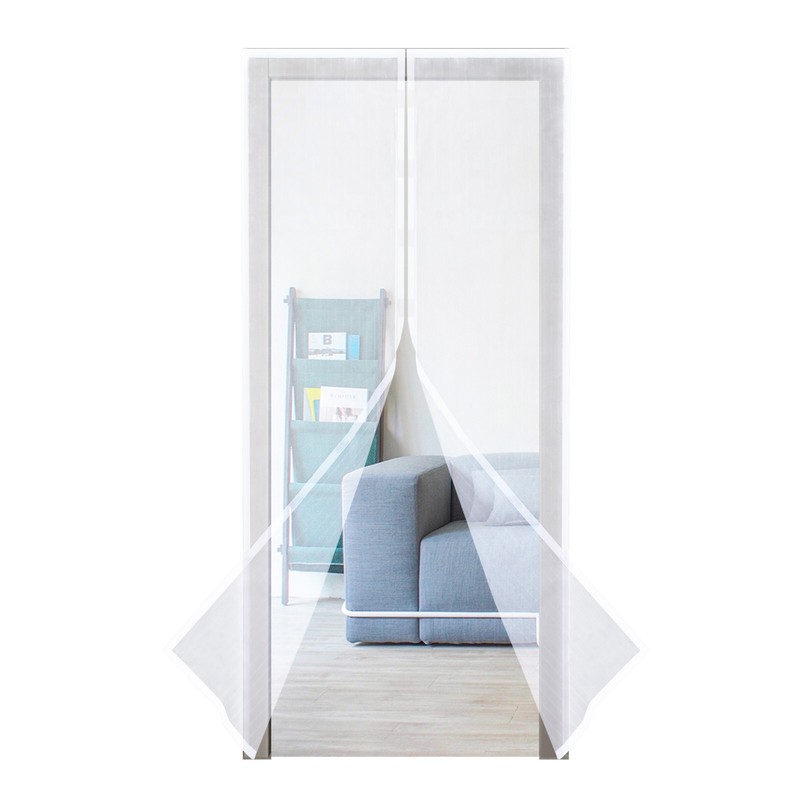 WHITE Hands Free Auto Door Mesh Screen Net Magnets Anti Bugs Fly without Box