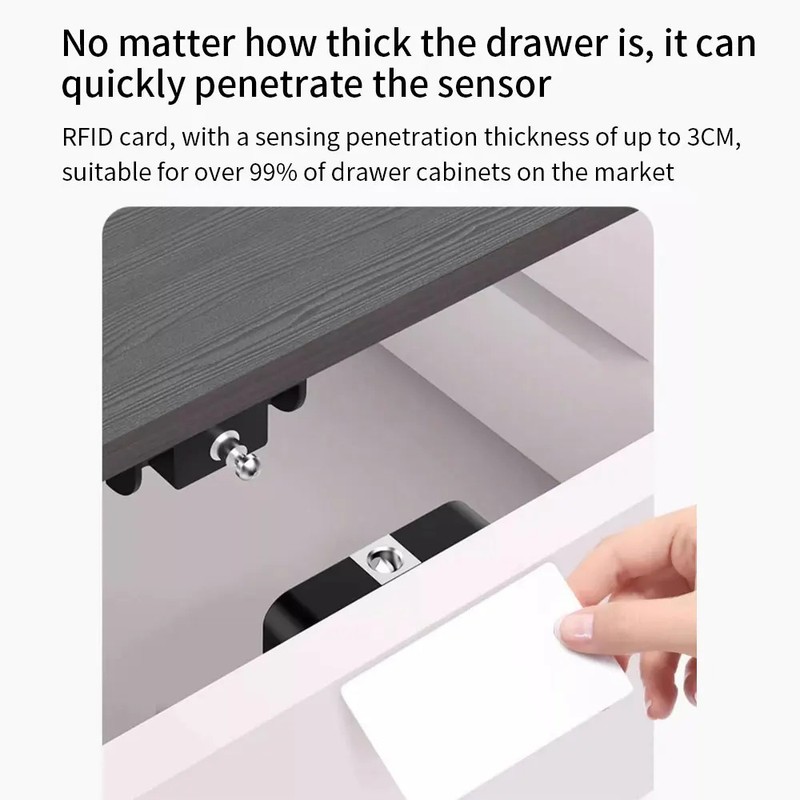 Smart Invisible Wooden Door Lock Keyless IC Card NFC Tuya App Cabinet Drawer Kit gallery