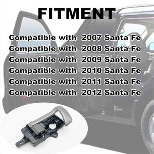 Left Side Interior Door Handle Compatible with 2007-2012 Santa Fe - Black gallery