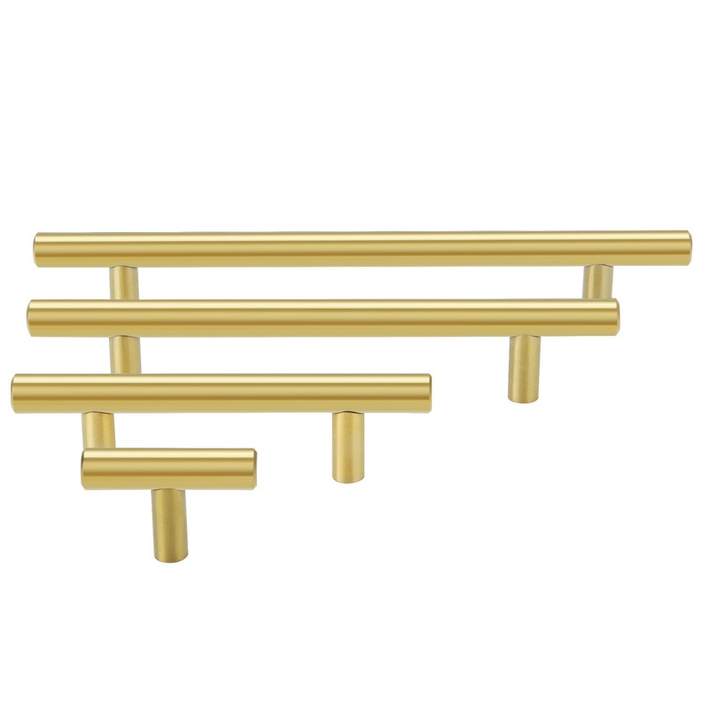 Gold T Bar Pull Handle Cabinet Door Kitchen Drawer Hardware Brass 2″ – 8.75″