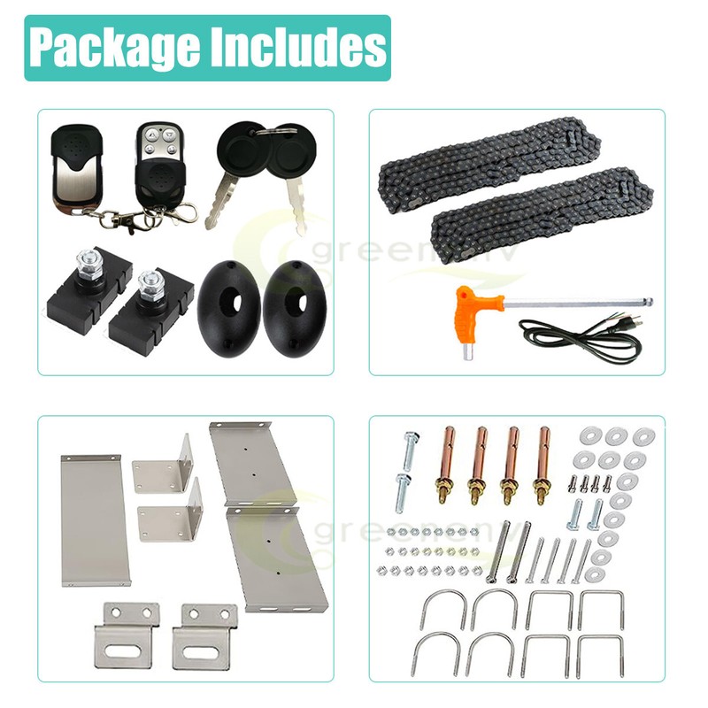 3100lbs Automatic Sliding Gate Opener Door Operator Remote Control w/20FT Chains gallery