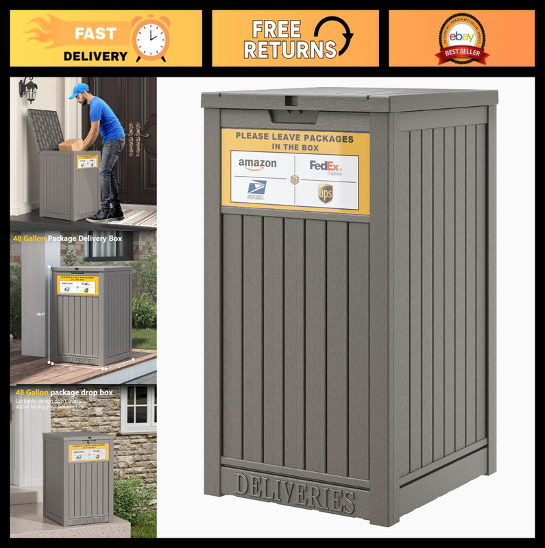Outdoor Package Delivery Box – 48 Gallon Lockable Storage, Waterproof & Secure