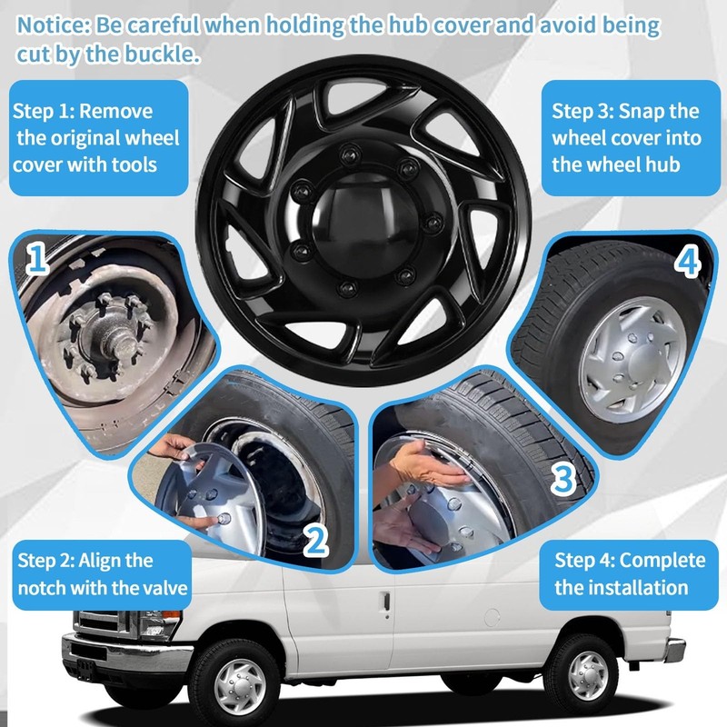 F8UZ-1130-AA Hubcaps Compatible with 1998-2023 Ford Econoline Van E-150 E-250... gallery