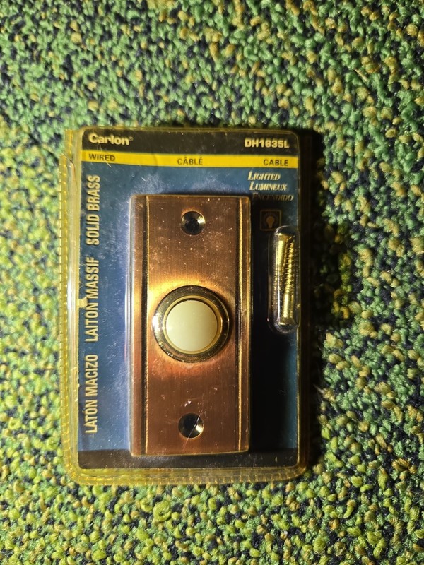 Carlon Solid Brass Rectangle Lighted Button Doorbell Wired DH1635L Easy Install