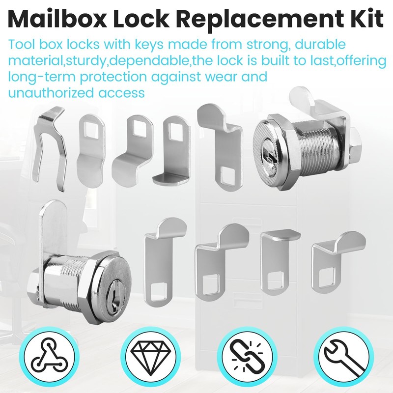 Universal Mailbox Locks Key Replacement Cam File Cabinet S4573 MP4945 2 PCS gallery