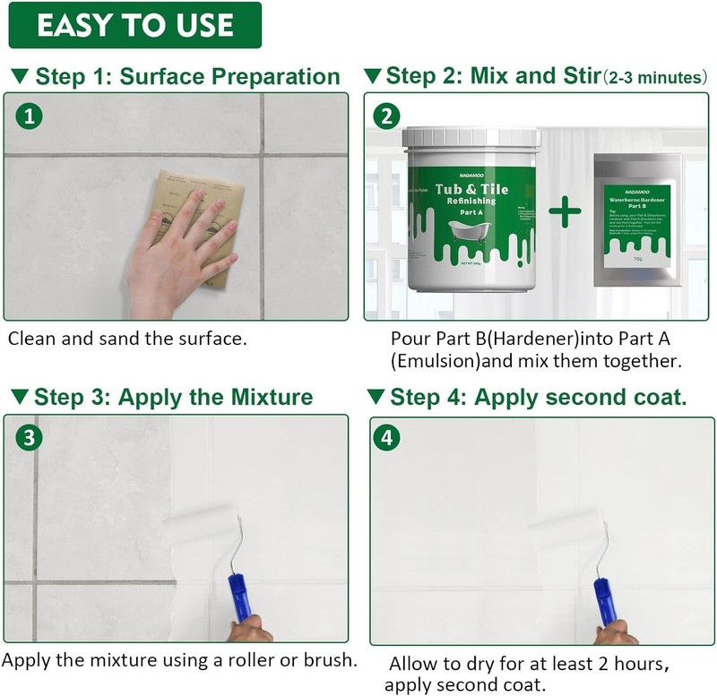 Tub and Tile Refinishing Kit White Emulsion Hardener Large Capacity DIY gallery