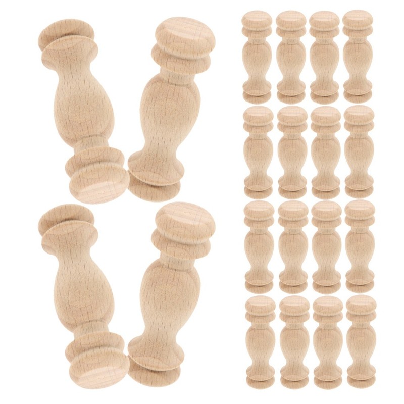 20 PCS Small Finials Unpainted Curtain Rod Balusters for Indoor Stairs