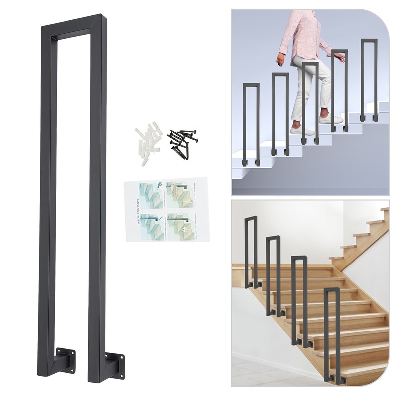 85cm Black Side Mount Stair Railing Decorative Railing Hand Rail Guardrail