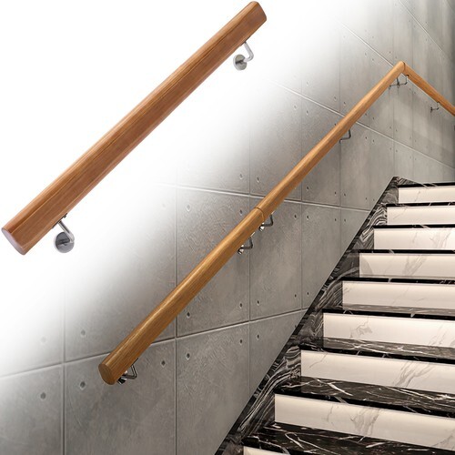 Wood Handrail For Steps Stair Railing Hand Rail Kit Non-Slip Wall Hand Railings
