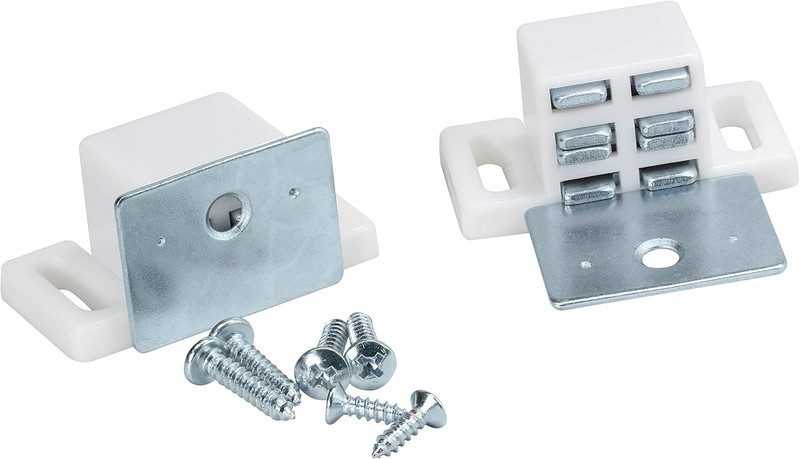 Hardware Heavy Duty 15 Lb High Rise Cabinet Magnetic Catch, White/Nickel Cabinet