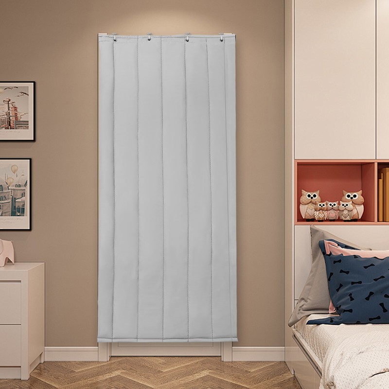 Soundproof Door Cover Portable Temporary Thermal Door Screen For Winter Gray gallery