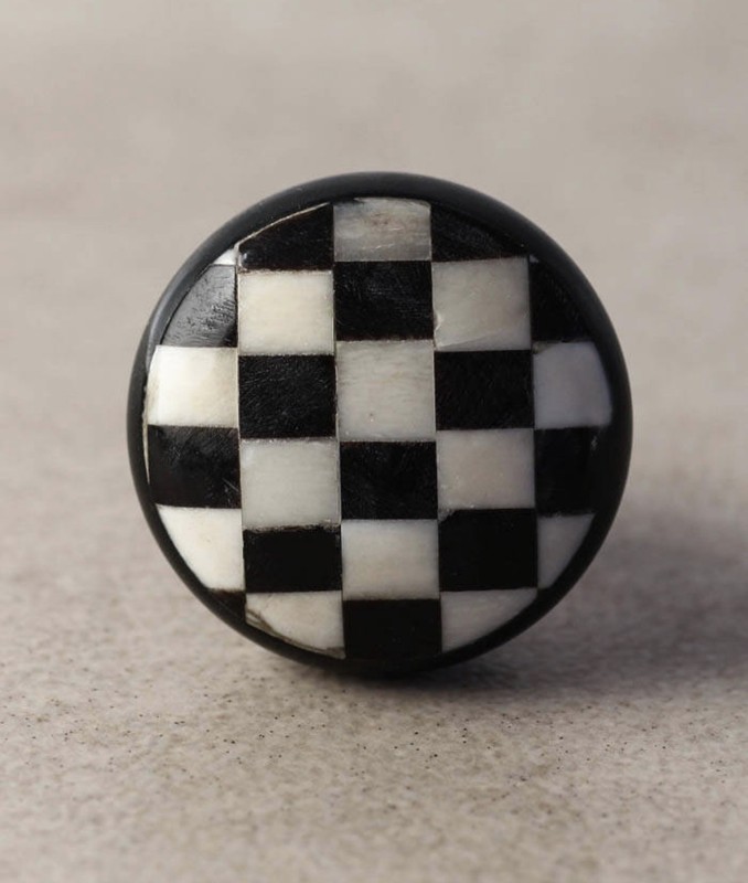 2 Courtly Check Style Round Checkered Cabinet Door Knobs Child’s Style Knobs