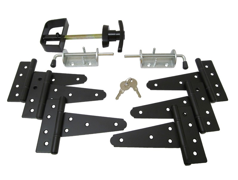 Shed double door hardware kit: 6″ Hinges T Handle HD Barrel Bolts Sheds, Gates