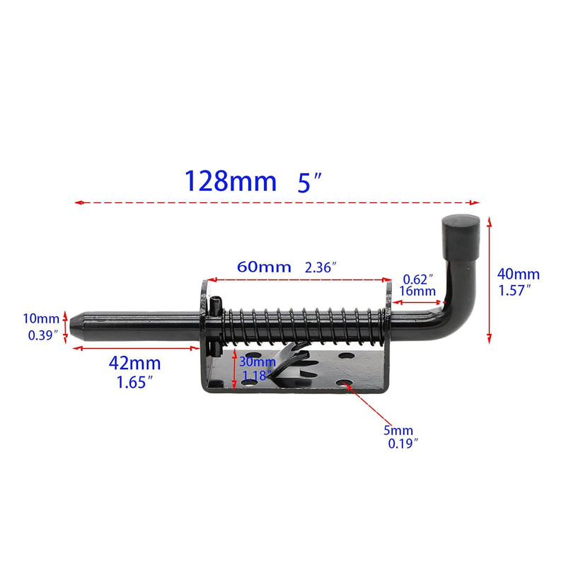 5 Inch Spring Loaded Latch Bolt, Heavy Duty Spring Loaded Latch Pin Door Lock,1/ gallery