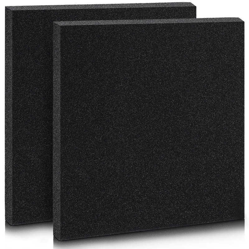 2 PCS Black Foam Pad Cuttable Polyurethane Sheet High Density 12x12x0.25 Inch