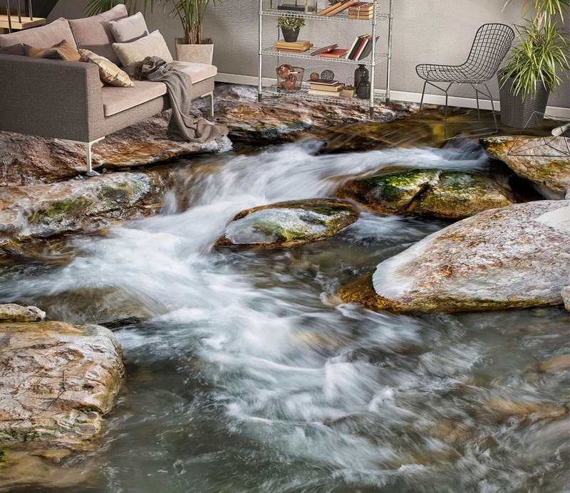 3D River Stones SKE2201 Floor WallPaper Print Decal Epoxy Floor Deco Kay