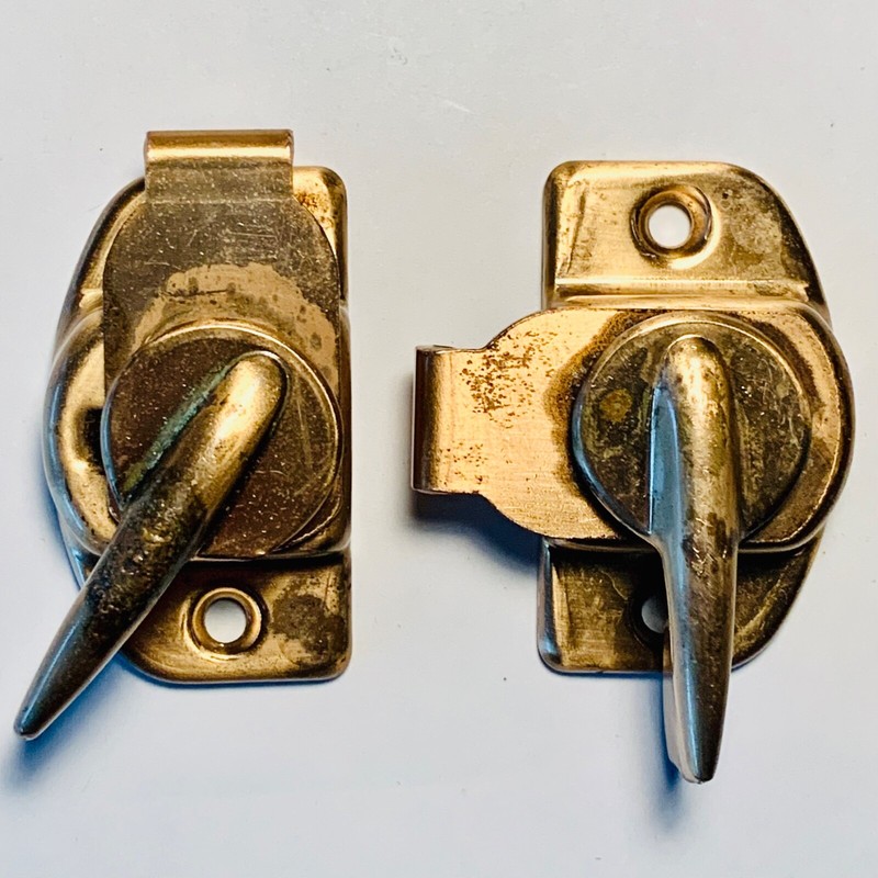 Window or Cabinet Sash Pull Latch (2) Brass Finish Vintage – Catch Not Included