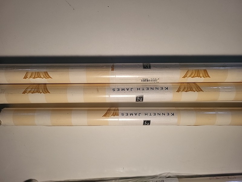 Kenneth James Wallpaper Pattern Run #1 (3 Large Rolls)Yellow And White Stripes gallery