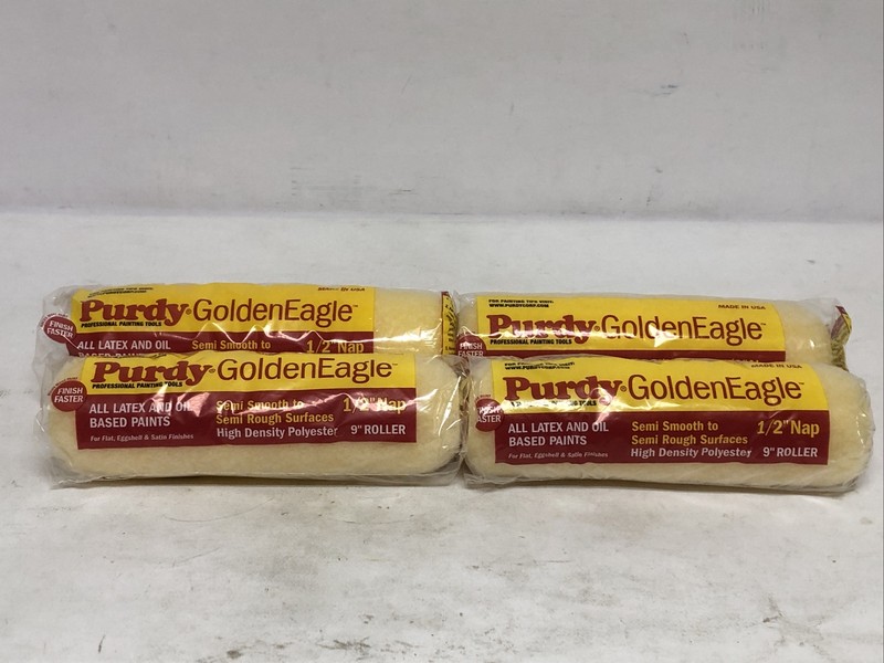 Lot Of 4 Purdy Golden Eagle 9 In. x 1/2 In. Knit Fabric Roller Cover 144608093